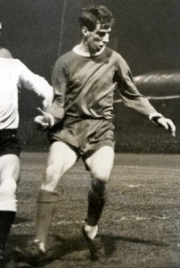 EQI Celtic versus AGF AARhus 17th November 1965 European cup winners cup second round Celtic Park Glasgow Hermonsen attacks but goalkeeper Ronnie Simpson saves as JIm Craig covers TBC EUropean football project Celtic